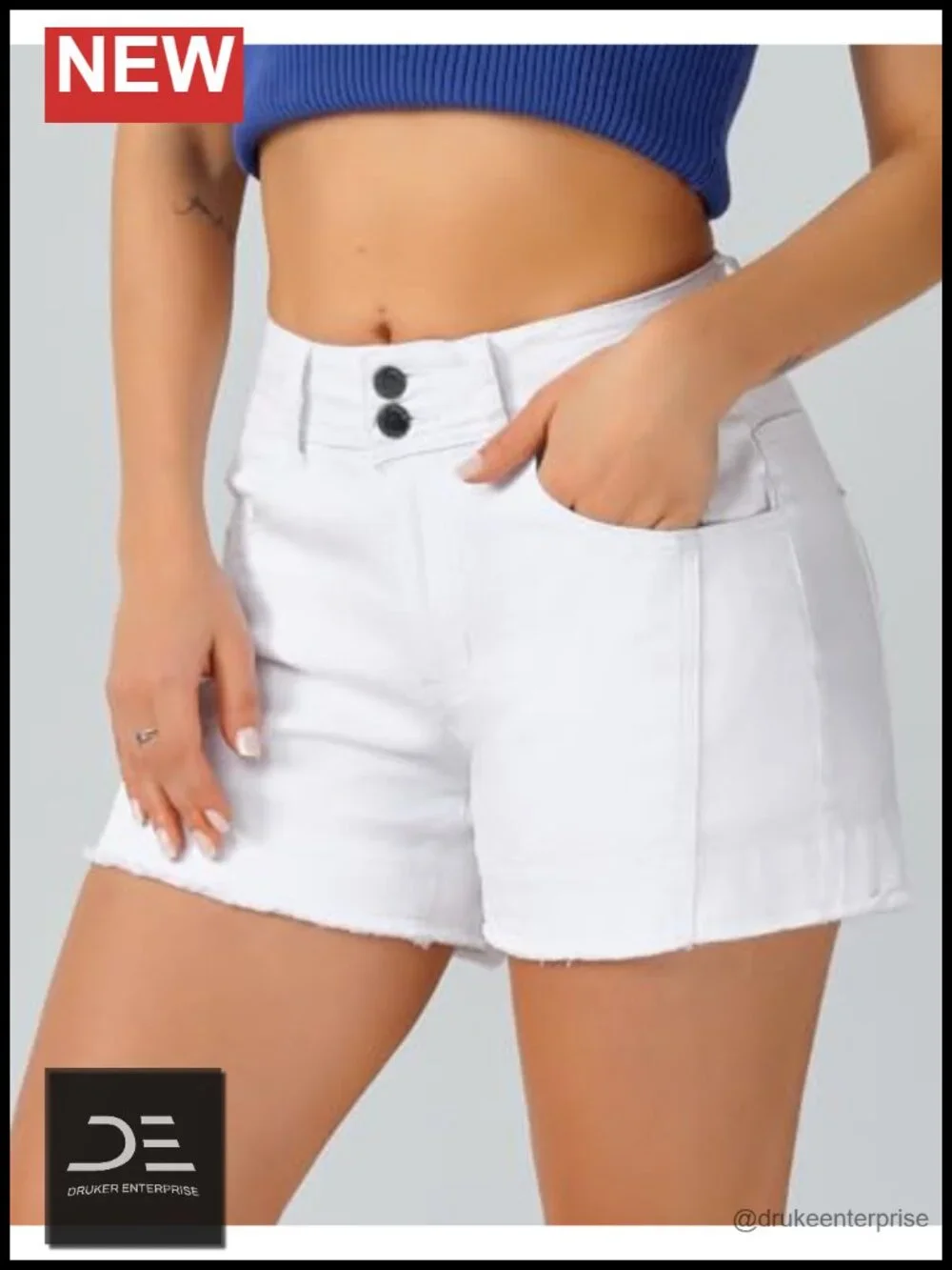 High Waisted Stretchy Frayed Hem Denim Jean Shorts